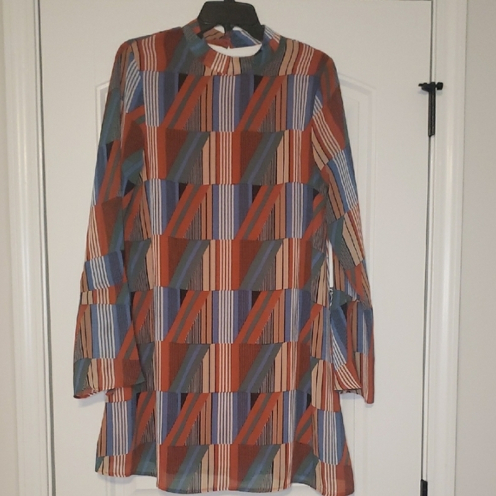 Multicolor Geometric Pattern Dress